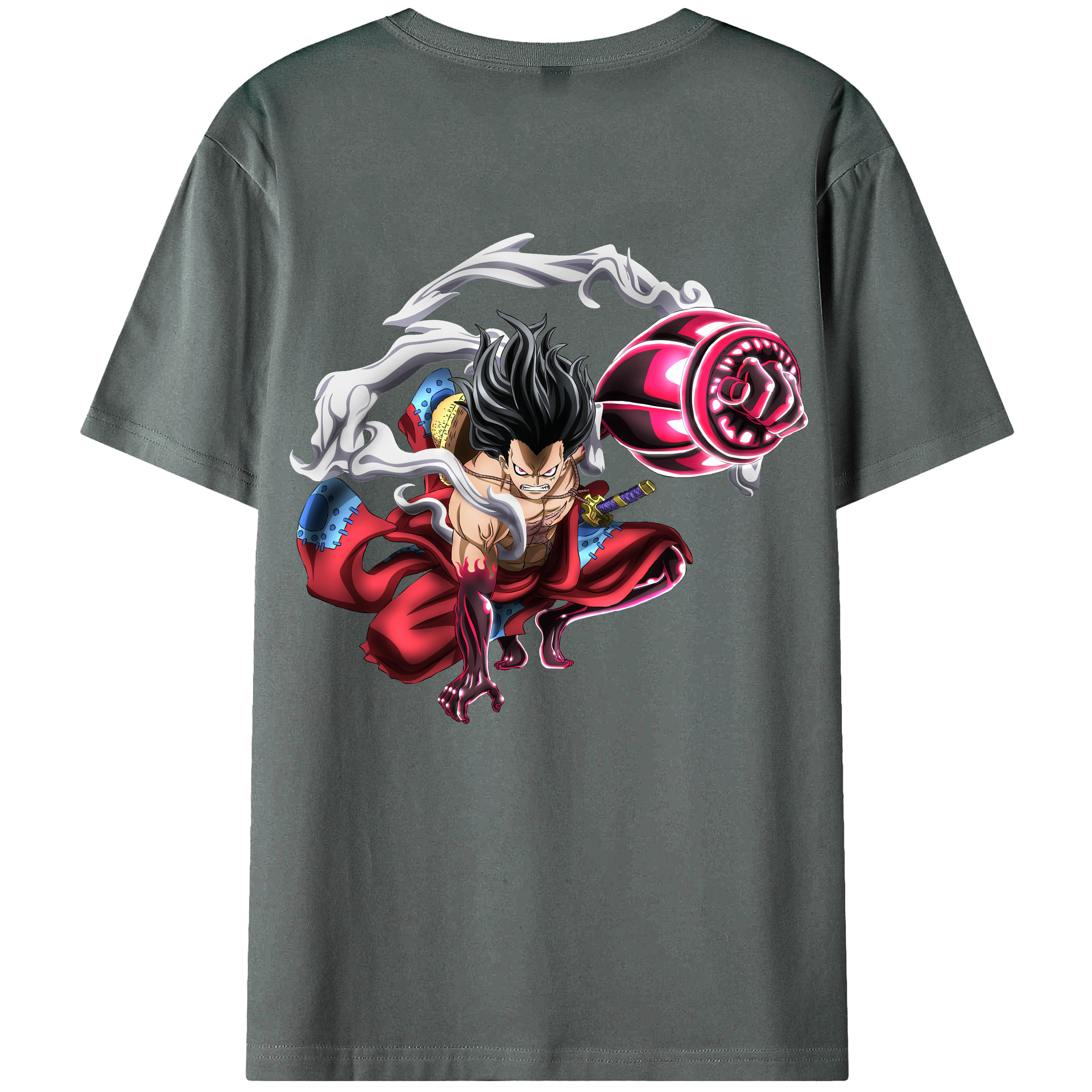 ワンピース モンキー・D・ルフィ ONE PIECE Monkey D. Luffy 綿100％ メンズ半袖Tシャツ（バックプリント） 通気性